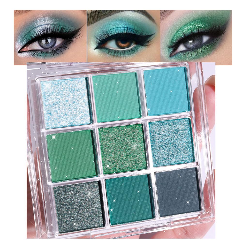 Cakaila 9-Color Green Avocado Eyeshadow Palette - Highly Pigmented Matte & Sparkle, Long Lasting