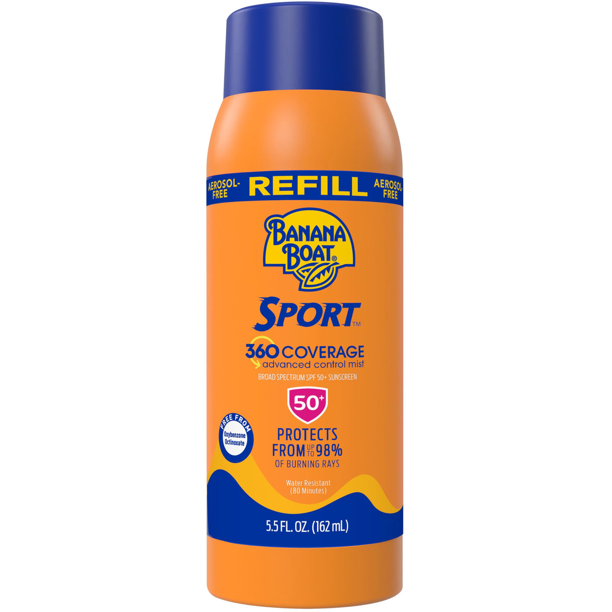 Banana Boat Sport Sunscreen Mist Refill Spf 50+, Non-Aerosol, 5.5Oz, Oxybenzone