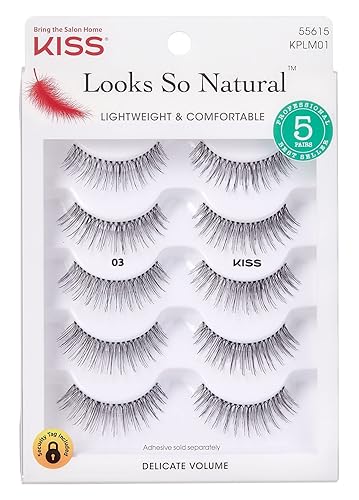 Kiss Kiss Looks So Natural Lashes #03 - Lightweight Human Hair, Comfortable, Pack Of 3