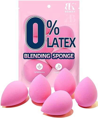 Beakey Latex-Free Blending Sponge Set - Soft Pink Makeup Sponges For Flawless Application