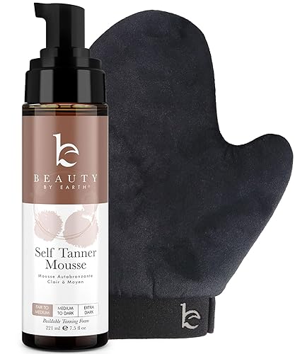 Beauty By Earth Self Tanner Mousse Kit, Fair To Medium, Natural Ingredients, 7.5 Fl Oz