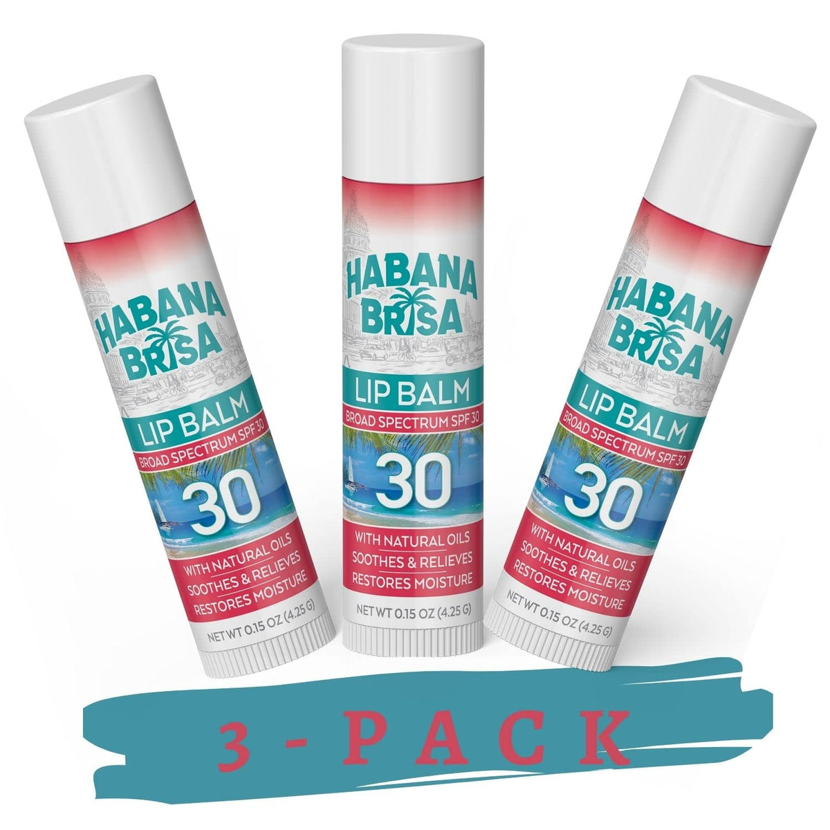 Habana Brisa Spf 30 Reef Friendly Lip Balm - Hydrating, Water Resistant, Multi-Pack Of 3