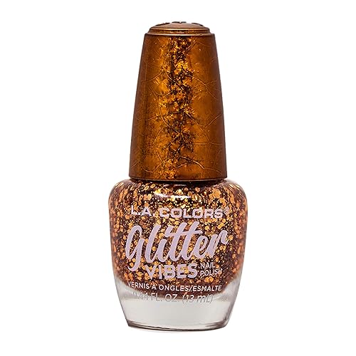 L.A. Colors Glitter Vibes Nail Polish - Finesse, 0.44 Fl Oz, Sparkling Glitter Finish