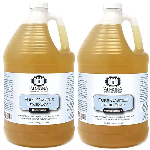 La Almona Unscented Pure Castile Soap - 2 Gallons, All-Natural For Hands, Body, Laundry