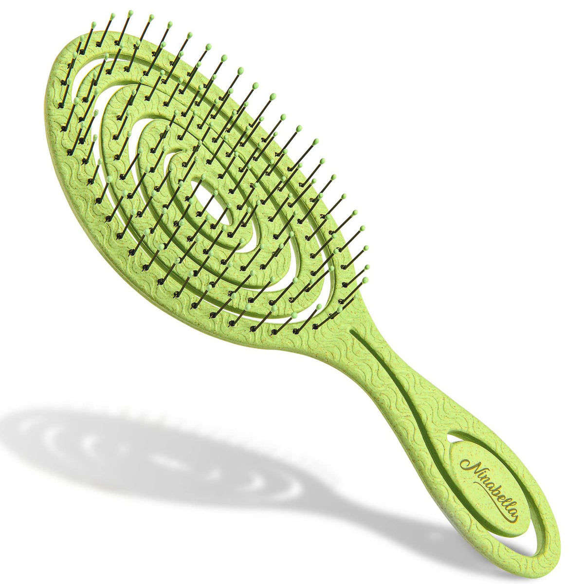 Ninabella Organic Detangling Hair Brush - Lime Green, No Pull, For Straight & Curly Hair