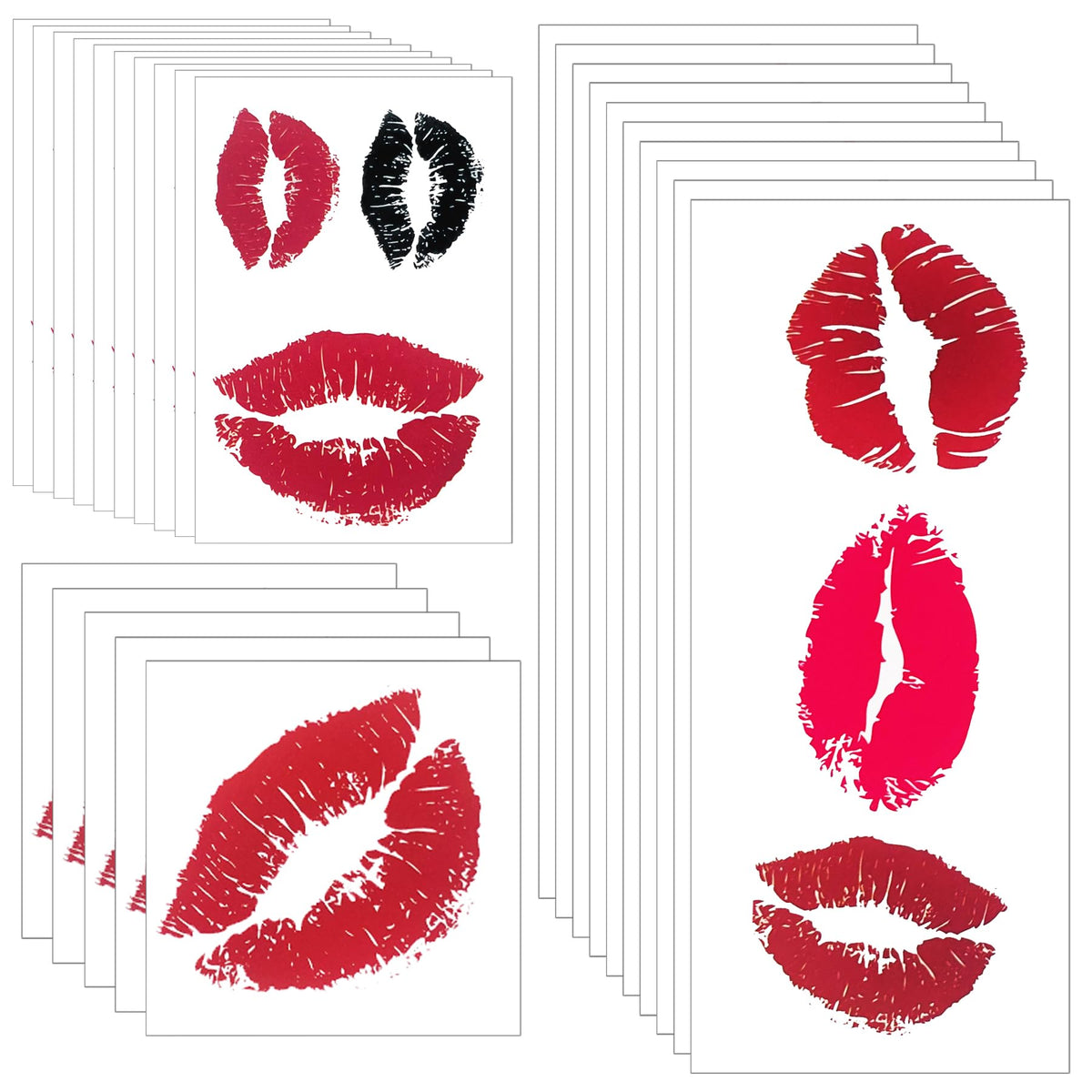 Zzxllro Red Lips Temporary Tattoo Stickers - 25 Sheets Self-Adhesive Waterproof Face Body Decor