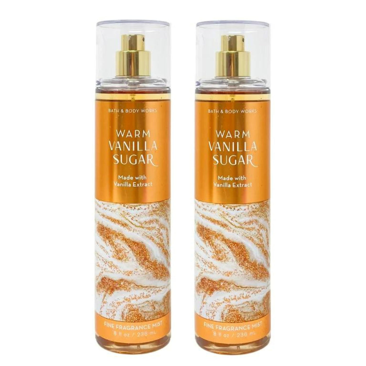 Bath & Body Works Warm Vanilla Sugar Fine Fragrance Mist Set, 2 Bottles, 8Oz Each