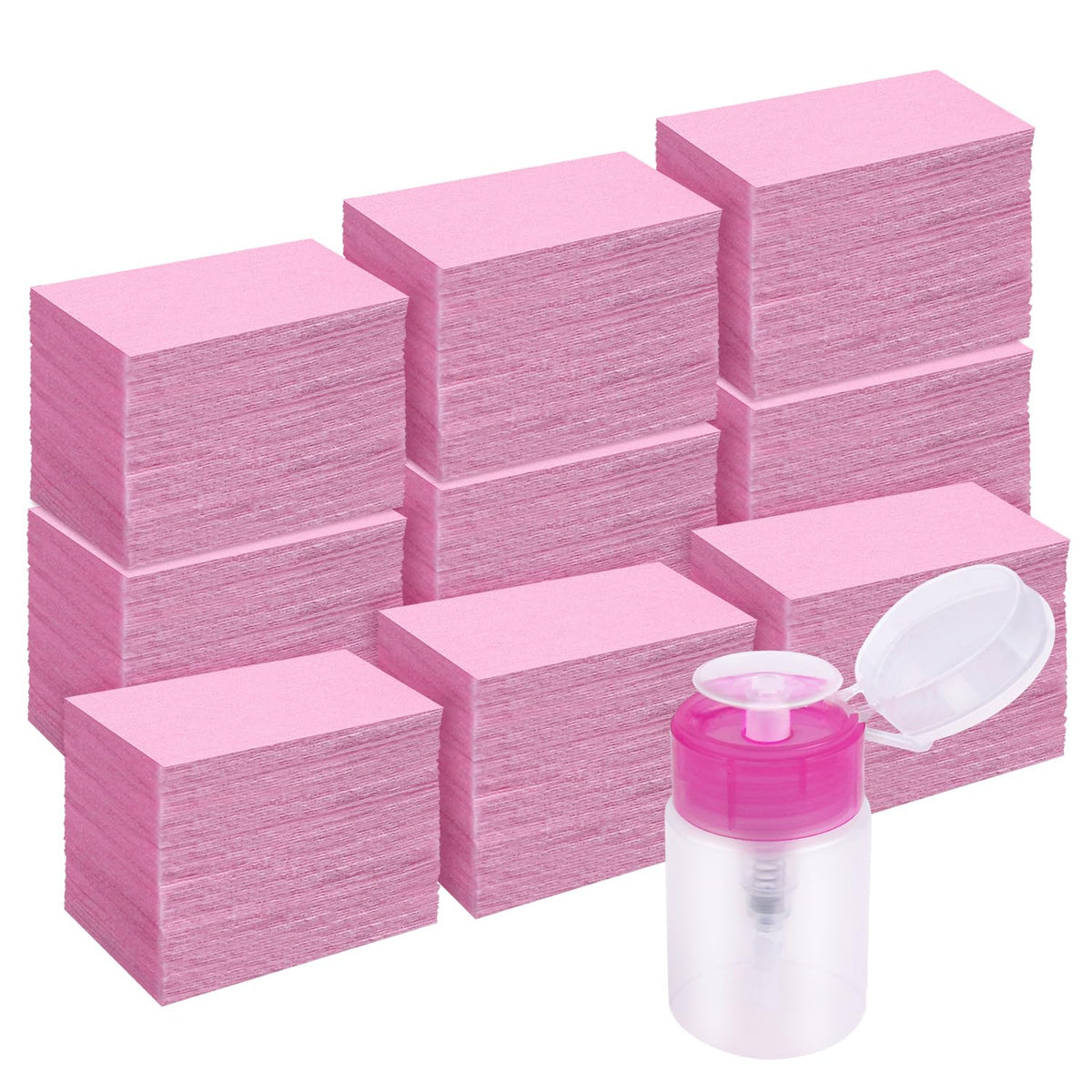 Jiasheng 1000 Pcs Pink Gel Nail Polish Remover Wipes With Pump Dispenser For Acrylic Nails