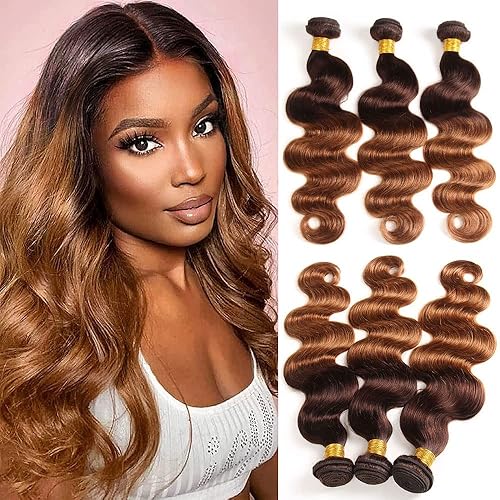 FASHION VILA 2 Tone Ombre Brazilian Body Wave Hair, 3 Bundles, 100% Human Hair, T4/