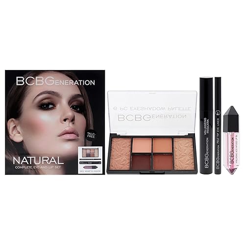 Bcbgeneration Natural Eye & Lip Set - Eyeshadow Palette, Eyeliner, Mascara, Lip Oil - 4 Pcs