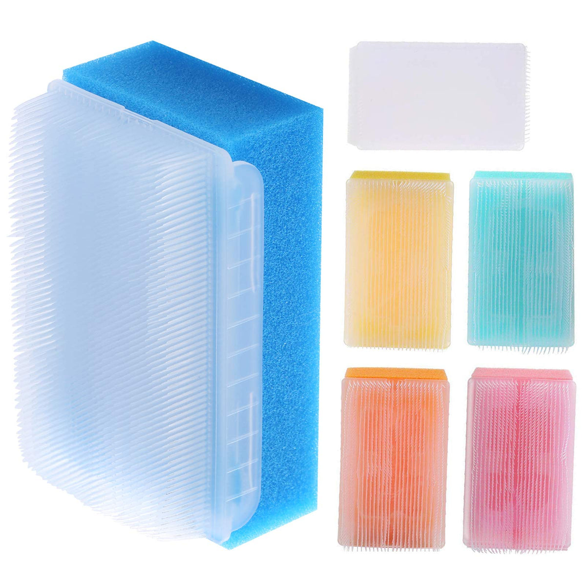 Argomax 6 Pack Multi Color Bath & Body Scrub Sponge Brushes - Durable & Versatile Cleaning Tools