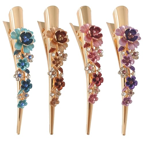 Fashion & Lifestyle 4 Large Metal Alloy Alligator Hair Clips for Thick Hair - Gold