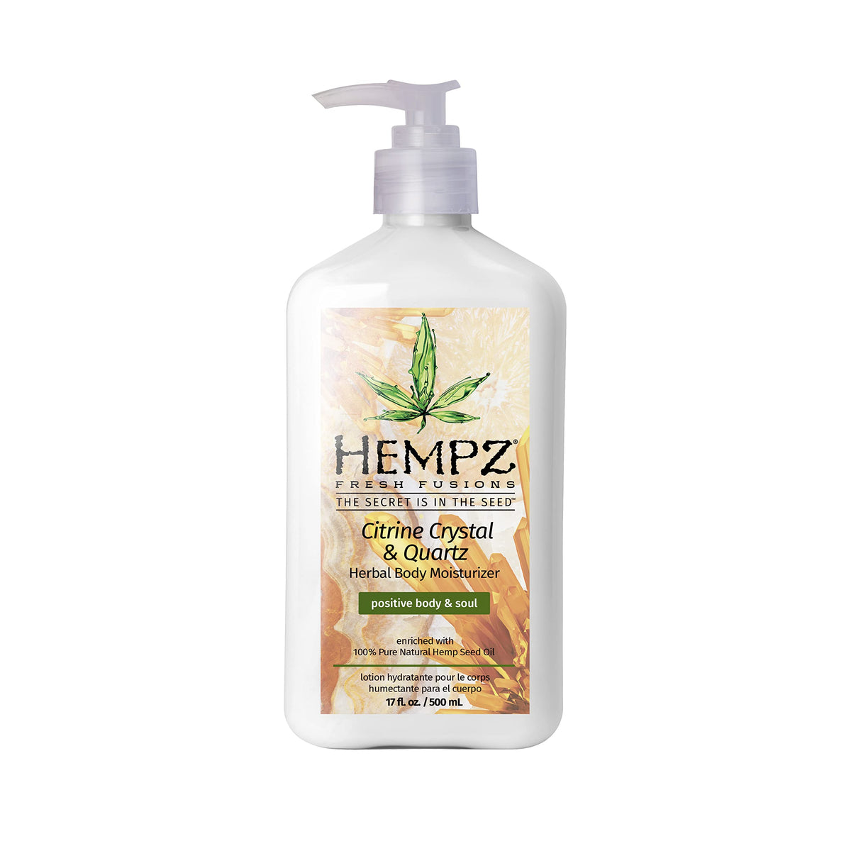 Hempz Citrine Crystal & Quartz Body Lotion, 17 Fl Oz - Shea Butter & Hemp Extract Moisturizer