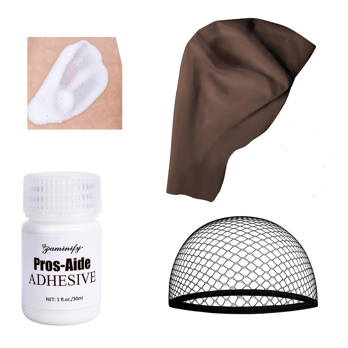 Paminify Dark Brown Bald Cap Sfx Makeup Kit With Adhesive For Halloween & Cosplay