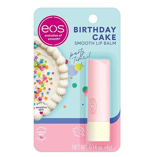 Eos Natural Shea Lip Balm - Birthday Cake Flavor, 0.14 Oz, All-Day Moisture Care