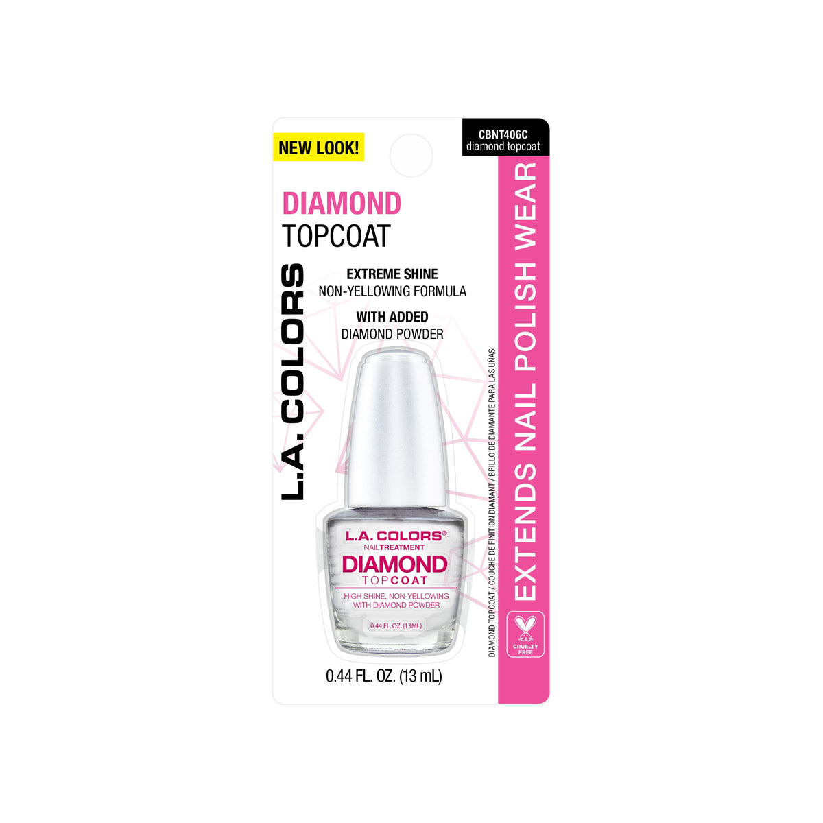 L.A. Colors Diamond Top Coat Treatment - 0.44 Fl Oz, Long-Lasting Shine & Protection