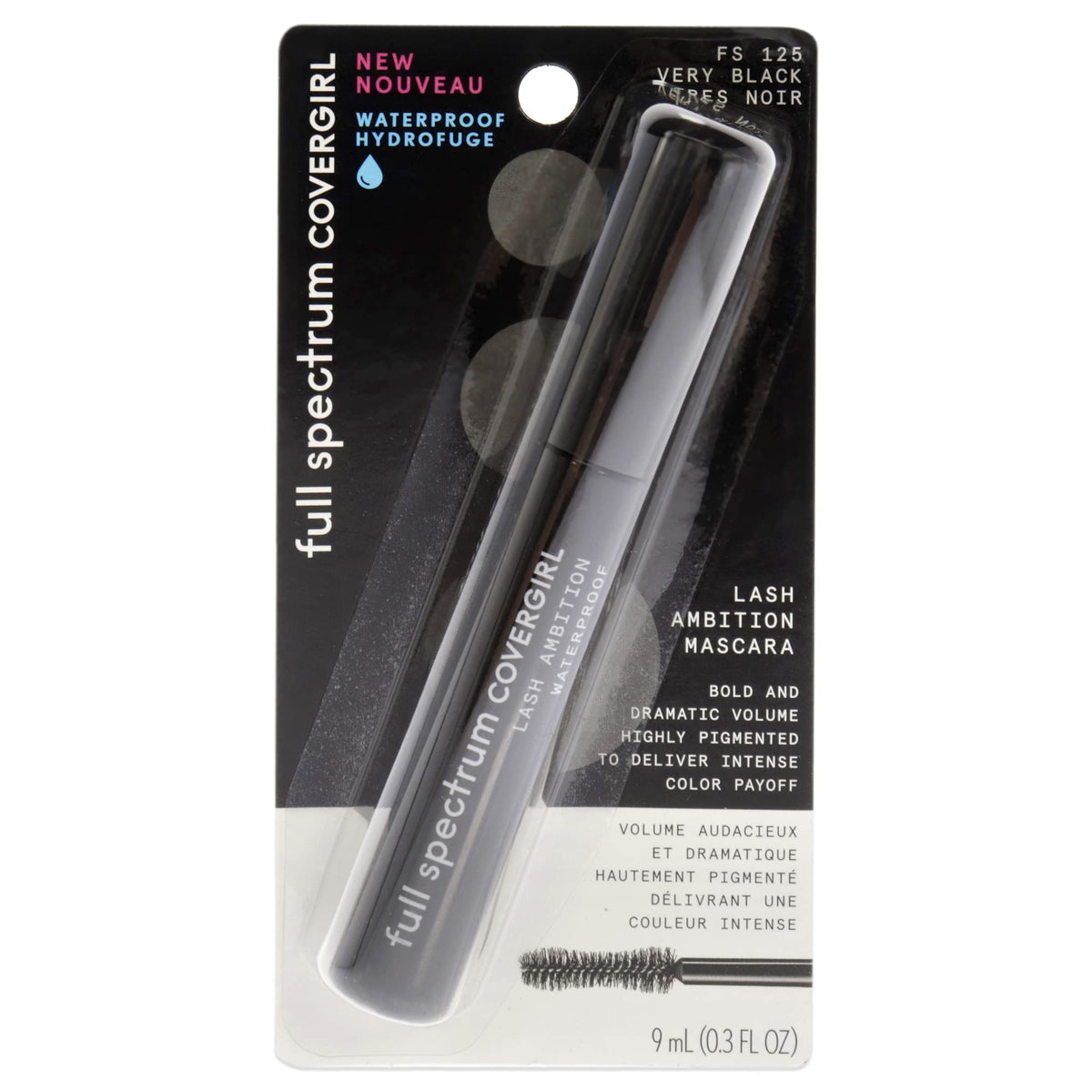 Covergirl Lash Ambition Waterproof Mascara, Very Black, 0.3 Fl Oz - Long-Lasting Volume