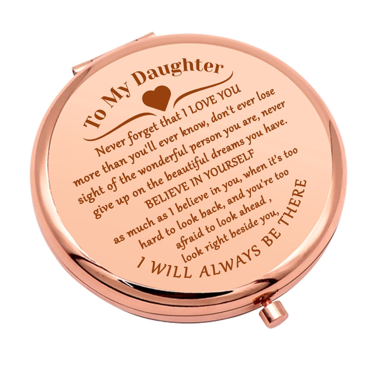 Mwphuy Rose Gold Compact Mirror For Daughter - Inspirational Birthday & Graduation Gift