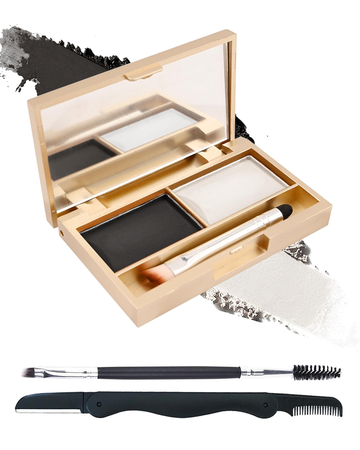 Lysdefeu Eyebrow Powder Kit - 2 Color Waterproof Brow Filler With Mirror & Brush, Set 01