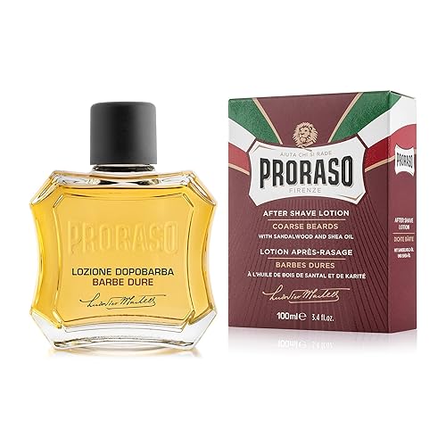 Proraso After Shave Lotion For Coarse Beards With Sandalwood Oil & Shea Butter, 3.4 Fl Oz