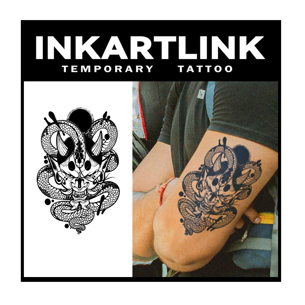 Inkartlink Large Semi-Permanent Tattoo Sheets - Japanese Style, Waterproof, Realistic Art Design