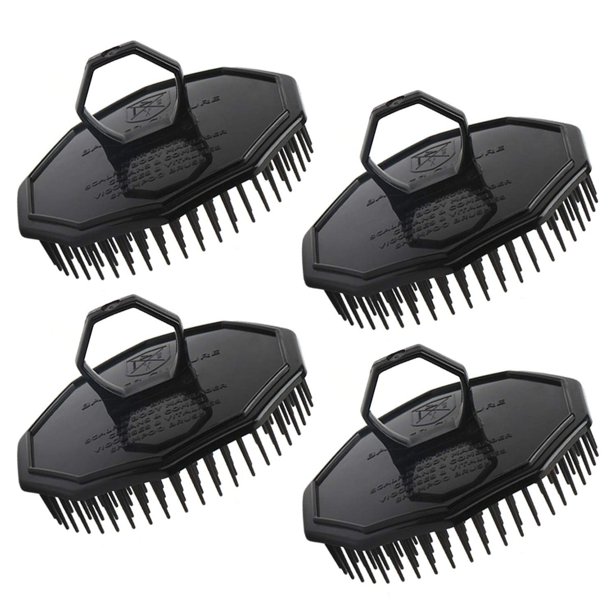 Segbeauty Scalp Massage Shampoo Brush - 4pcs Hair Brushes for Deep Cleaning & Pet Grooming, Black