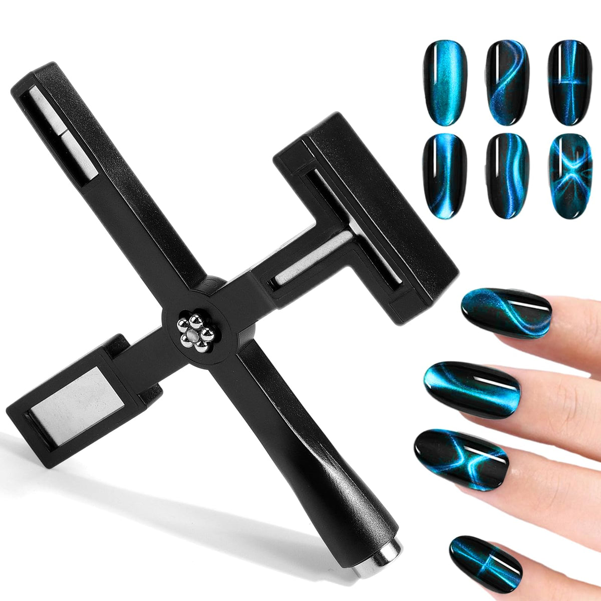 Vodolo 5-In-1 Cat Eye Nail Magnet Wand With Silicone Case - 3D Nail Art Tool For Salon & Home