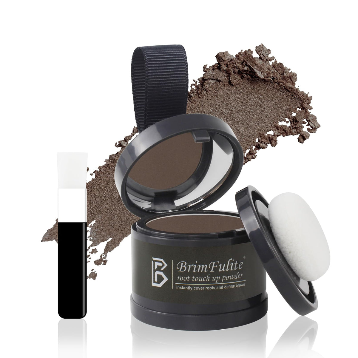 Brimfulite Hair Root Touch Up Powder, Medium Brown, Sweatproof Gray Hair Cover, 0.14 Oz.