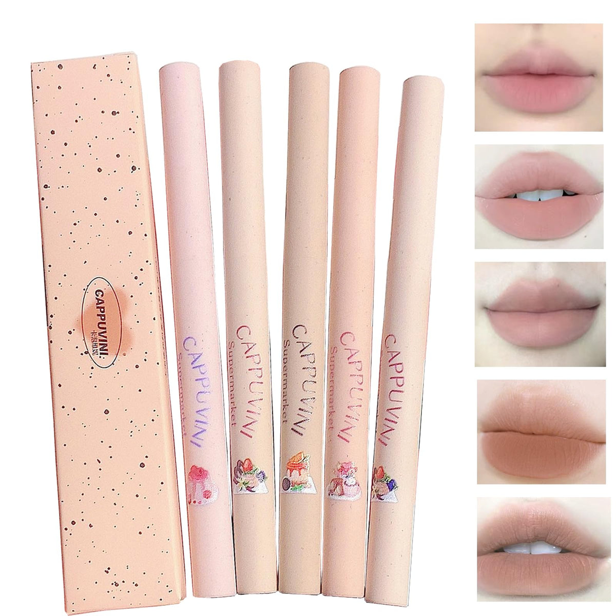 Domality 5 Colors Lip Liner Set - Nude Pink, Waterproof Creamy Matte Finish, 5Pcs