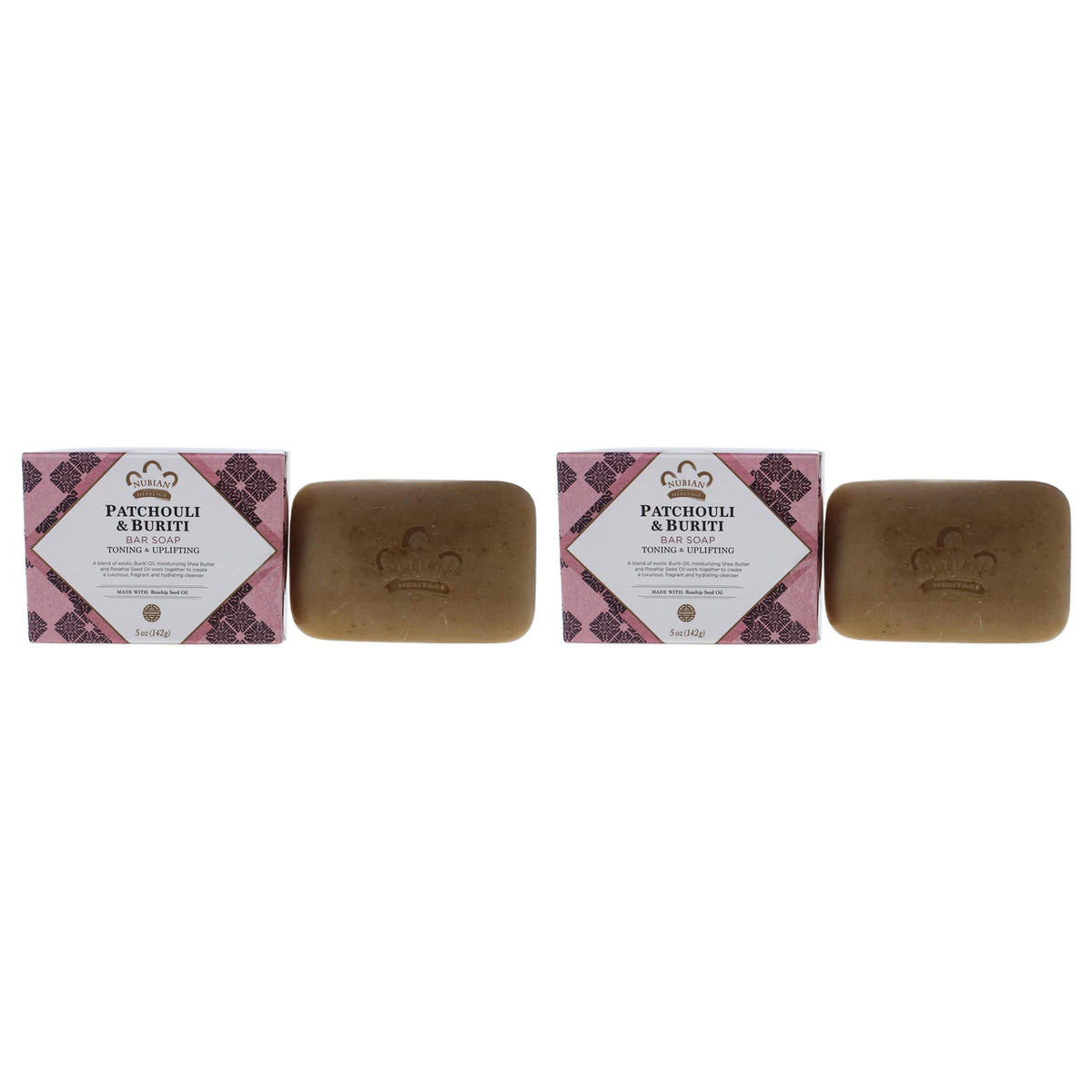 Nubian Heritage Patchouli & Buriti Soap 5 Oz Bar, 2-Pack - Natural Moisturizing Cleanser