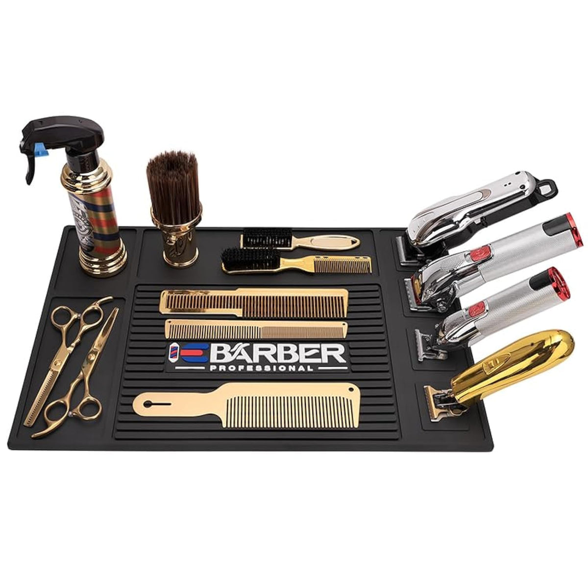 Iebarber Magnetic Barber Mat - Anti-Slip Organizer With 4 Slots For Clippers & Salon Tools