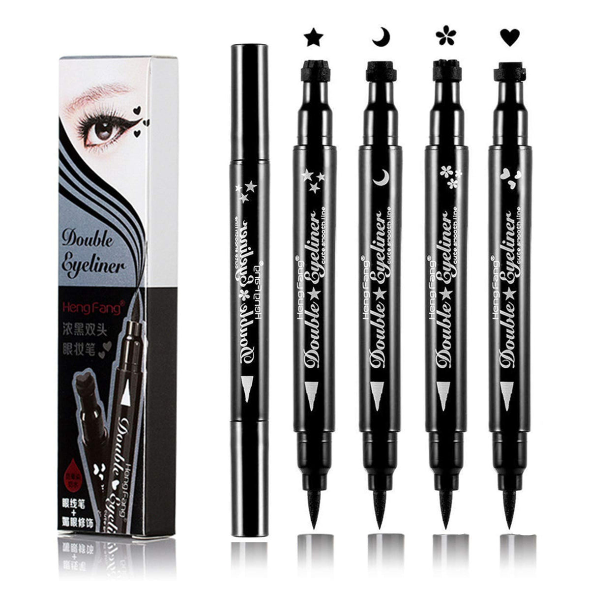 Lgszgdcn Waterproof Double-Headed Eyeliner Stamp Pens - Long Lasting Cat Eye Makeup, 4 Pack