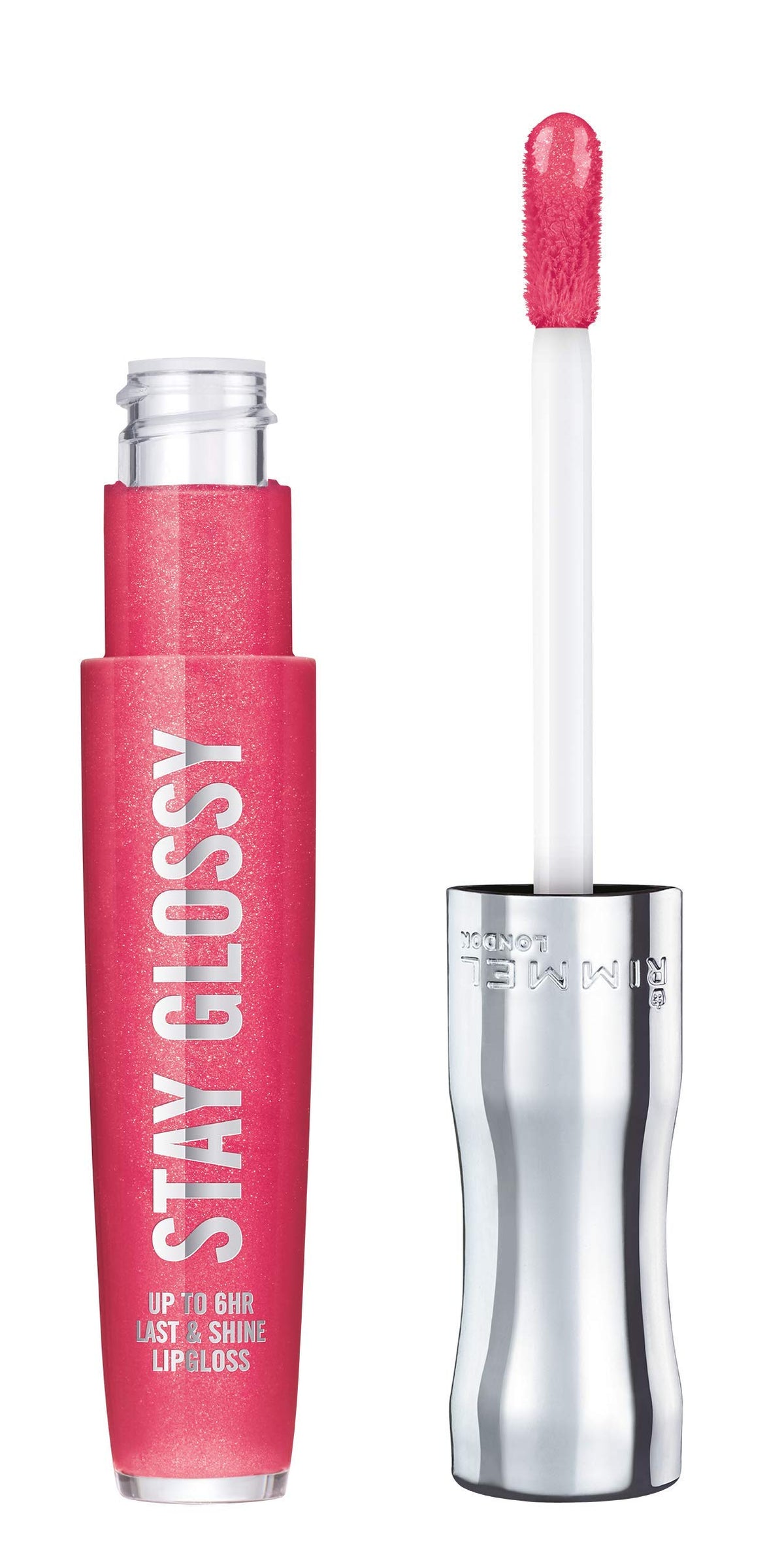 Rimmel Stay Glossy Lip Gloss, Non-Sticky, Lightweight, Ready To Flamingle, 0.18Oz