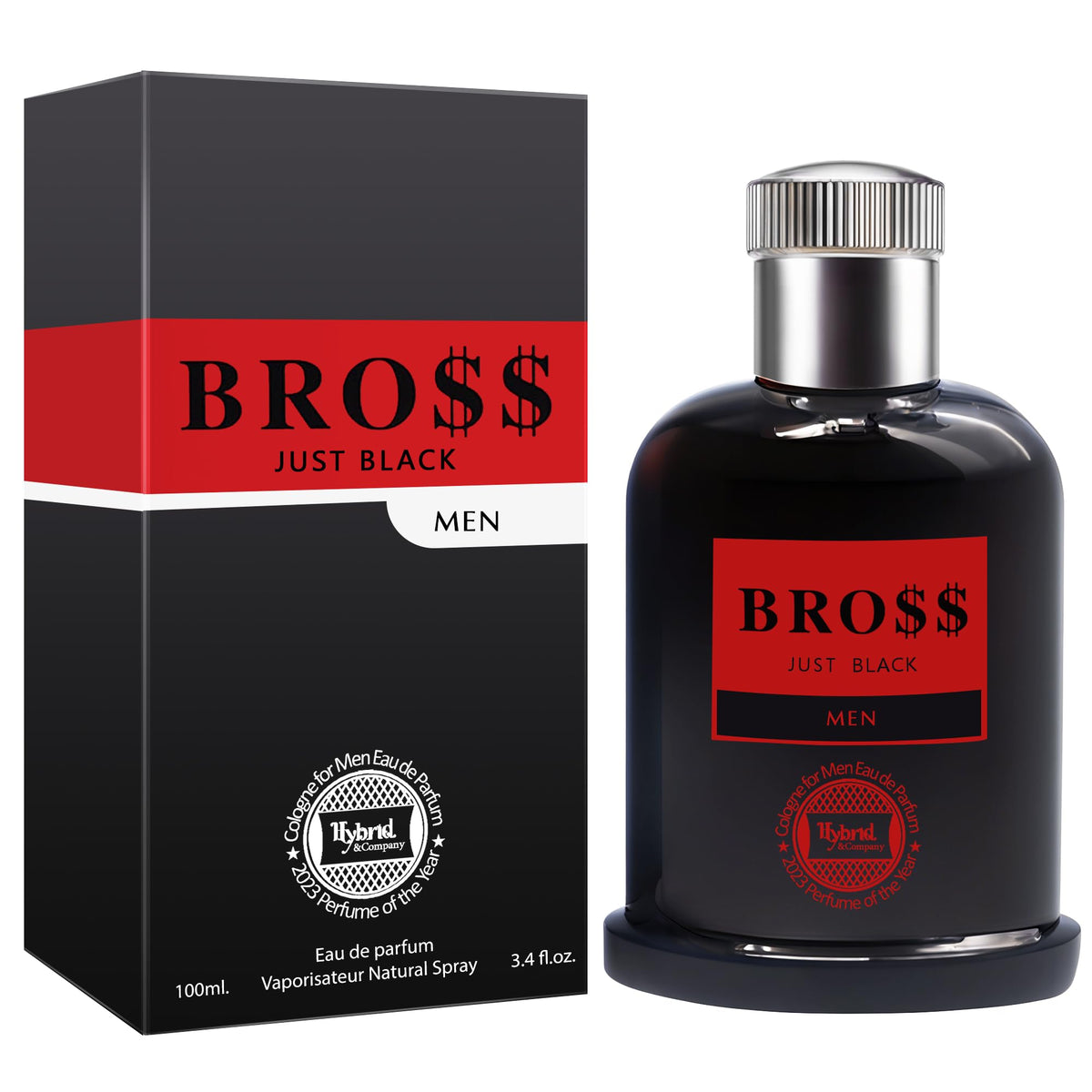 Hybrid & Company Bro$$ Just Black Eau De Toilette 3.4 Fl.Oz For Men - Natural Spray