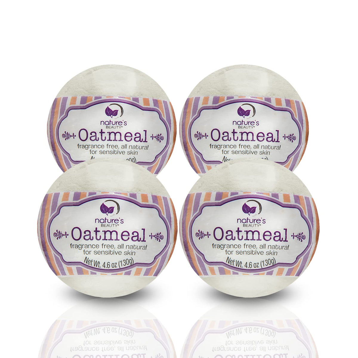 Nature'S Beauty Oatmeal Bath Bombs - Fragrance-Free, 4 Pack For Dry & Itchy Skin, 4.6