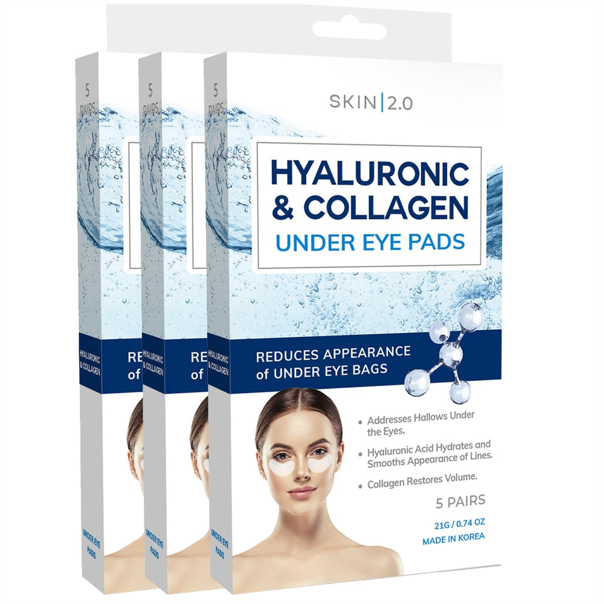 Skin 2.0 Hyaluronic Acid & Collagen Under Eye Patches - Anti-Aging, 15 Pairs, Cruelty