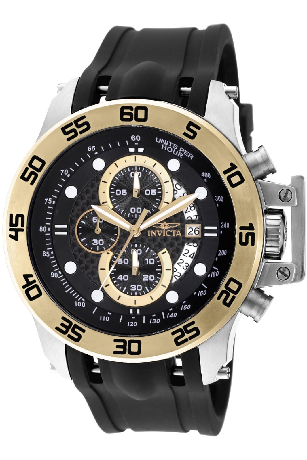 Invicta Men'S 19253 I-Force 51Mm Analog Quartz Black Watch - Gold Polyurethane Strap