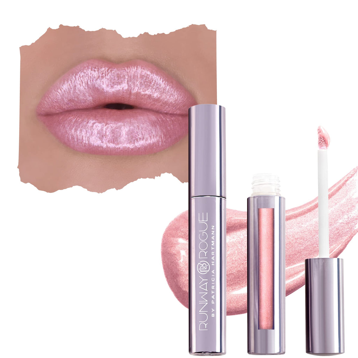 Runway Rogue Luxgloss Lip Gloss - High-Pigment Shimmer Pastel-Pink, 1 Fl Oz, Catwalk