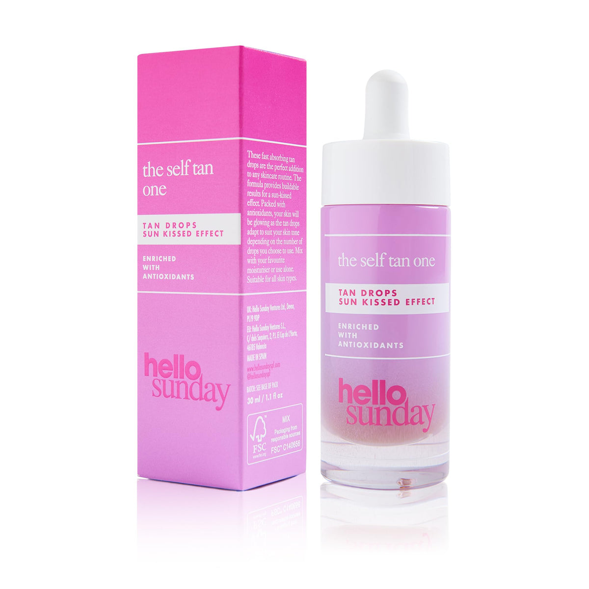 Hello Sunday Self Tan One Drops Serum for Unisex - 1 oz Natural Tanning Solution