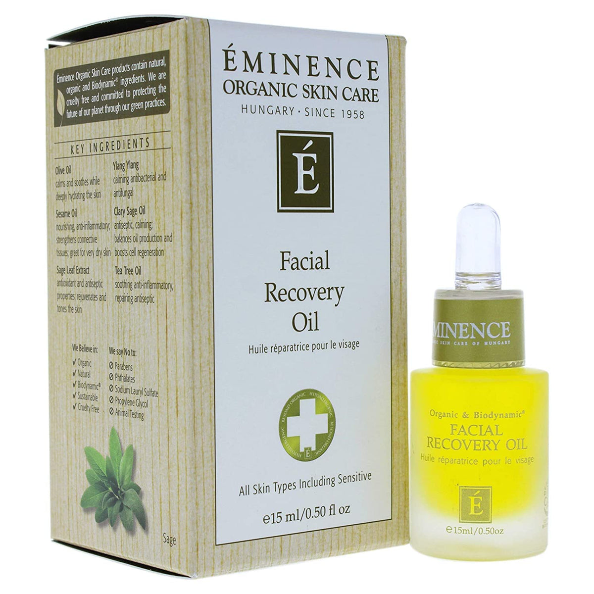 Éminence Facial Recovery Oil - 0.5 Fl Oz, Nourishing Skin Treatment, Yellow Color