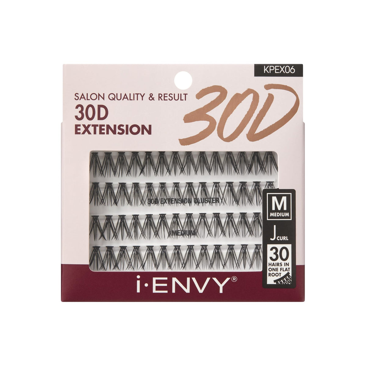 I•Envy 30D Pre-Fanned Volume Lashes, J Curl, Flat Tapered-End, Easy Application, Medium Size