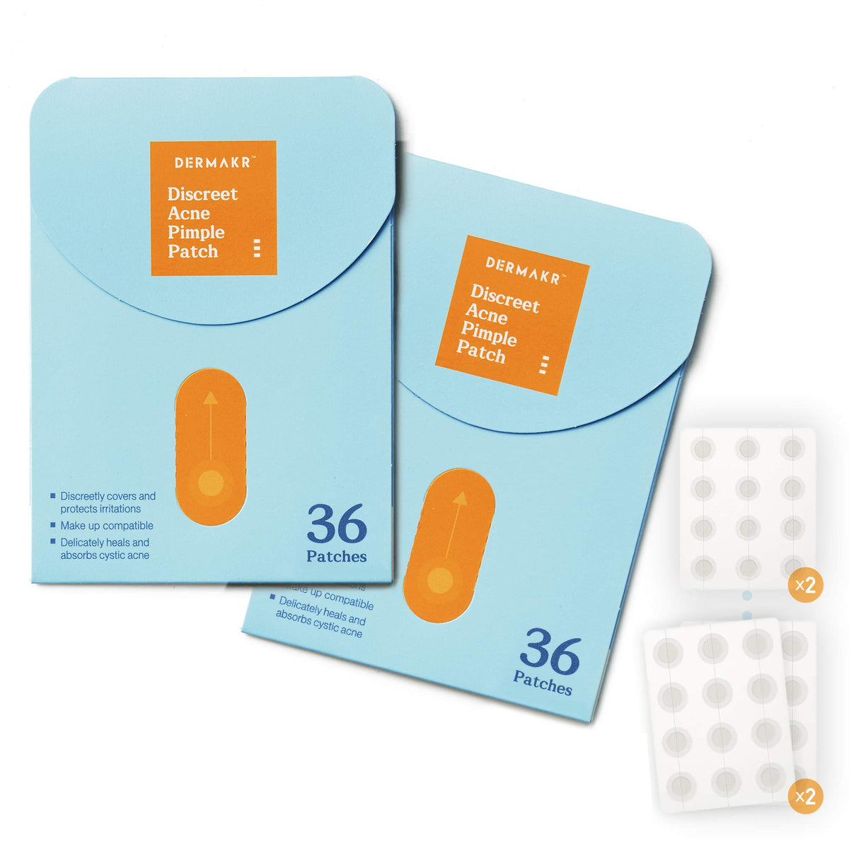 Dermakr Acne Pimple Patch | Hydrocolloid Spot Treatment | Waterproof Cover | 72 Patches