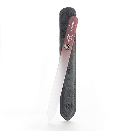 Germanikure Czech Crystal Glass Nail File & Suede Case - Professional Manicure & Pedicure Tool