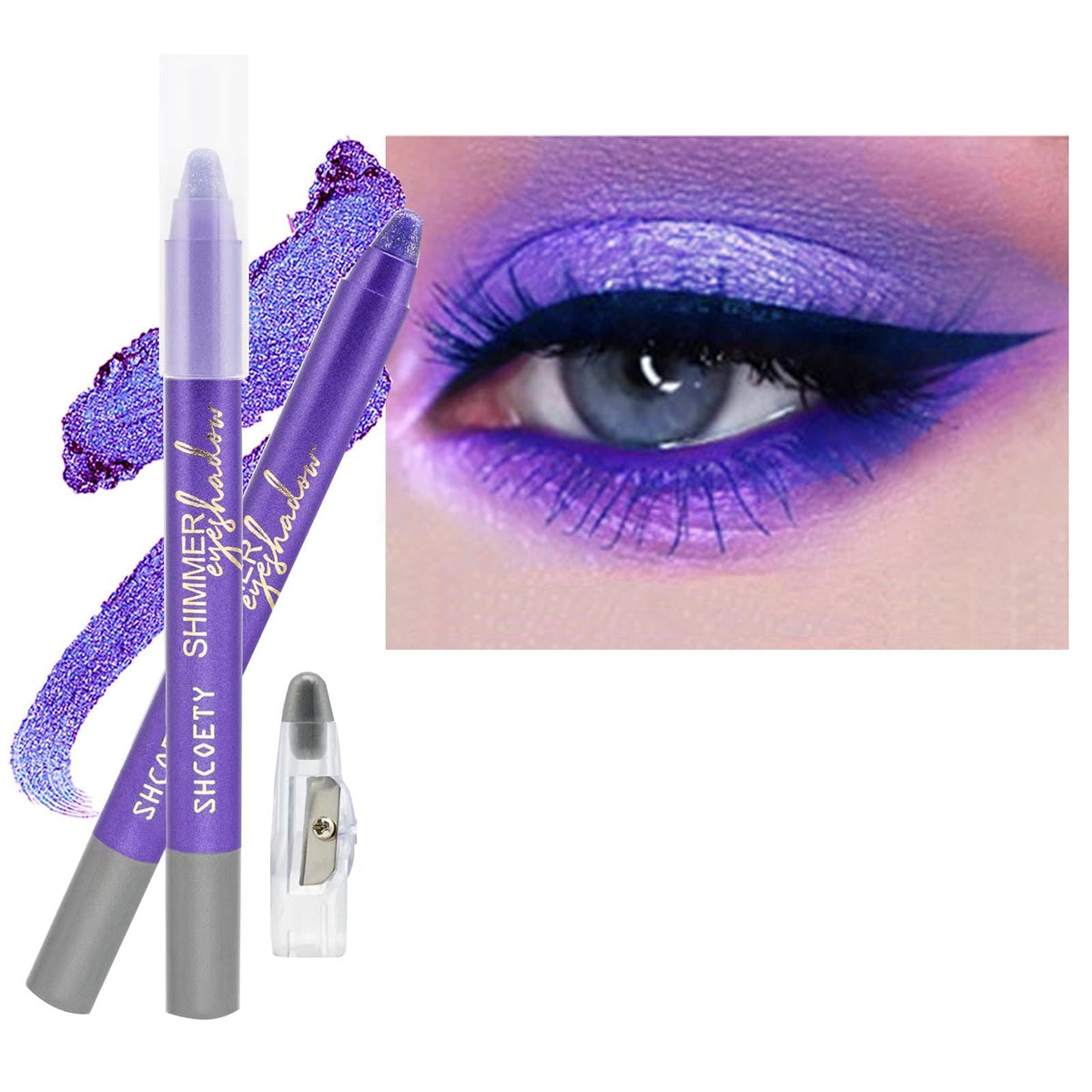 Daeuwiutr Purple Eyeshadow Stick - Waterproof Shimmer Creamy Liner & Highlighter, Long Lasting