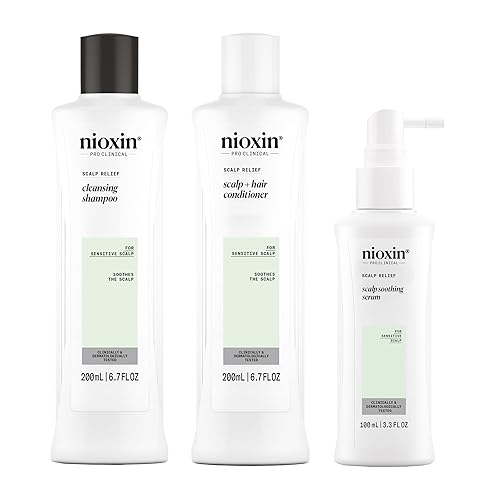 Nioxin Scalp Relief System For Sensitive Itchy Scalp - Shampoo, Conditioner & Serum 16.7 Fl Oz