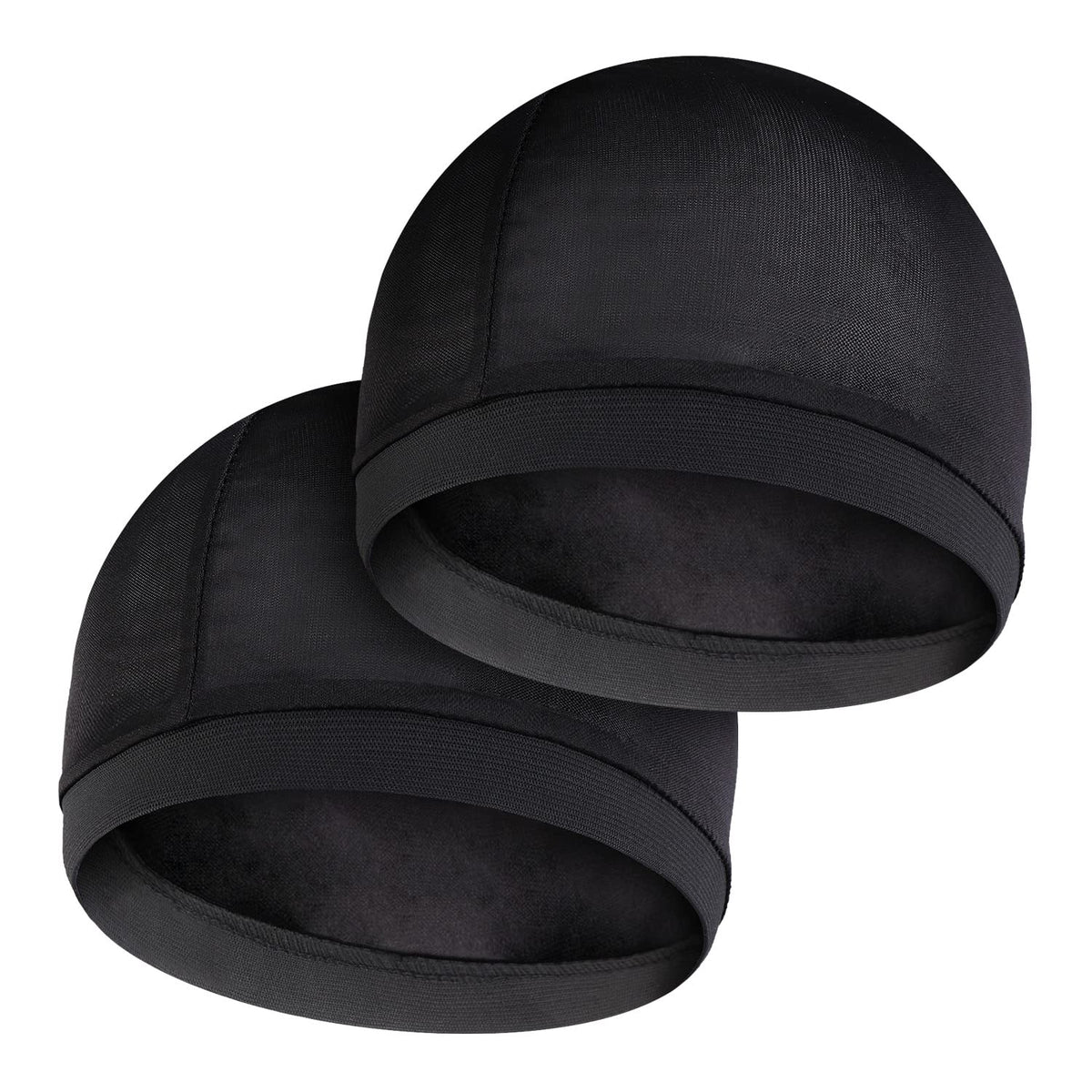 Molain 2Pcs Silky Stocking Wave Caps For Men - Satin Durag, Good Compression, Black