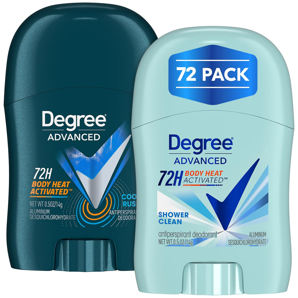 Degree Travel Deodorant Variety Pack – 72H Body Heat Activated Antiperspirant, 72 Mini 0.5 Oz