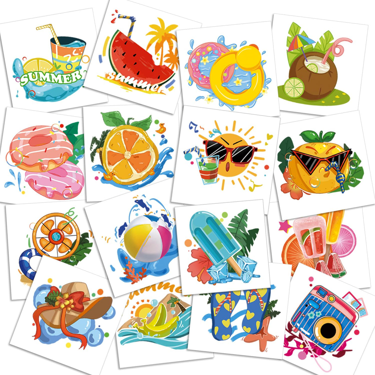 Metker Individual Temporary Tattoos For Kids - 408 Pieces, Hawaiian Luau, Non-Toxic Fun