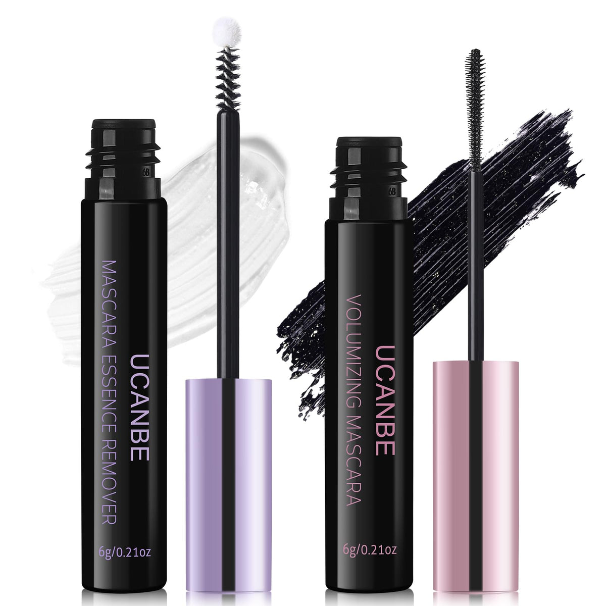 Ucanbe Volumizing Waterproof Mascara & Gentle Eyelash Remover Set - Travel Size, Sensitive Eyes