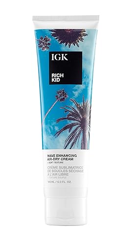 IGK RICH KID Wave Enhancing Air-Dry Cream - Hold, Texture & Shine, Vegan & Cruelty Free, 